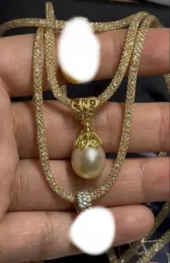 新品　白蝶真珠　ゴールデンパール ネックレス