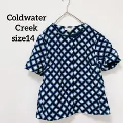 Coldwater Creek 【14】幾何学模様　ジャケット　半袖　ネイビー
