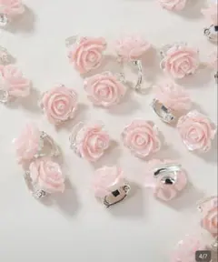 バラヘアクリップ　ヘアアクセサリー　ピンク10個