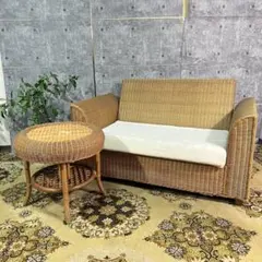 ꧁風間 KAZAMA꧂ラタン2人掛けソファ&テーブルセット 2P センター ロー