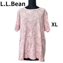 L.L.Bean 花柄 リブ カットソー ピンク XL レディース 半袖のサムネイル