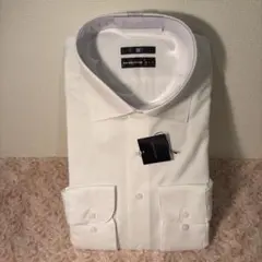 ホワイト ストライプ 長袖ワイシャツ Mサイズ