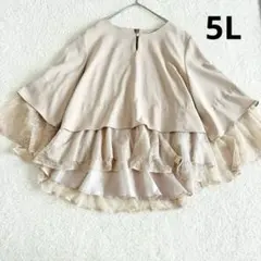 5L/大きいサイズ】ルイルエブティック ぺプラムレーストップス ピンク 