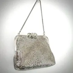 【ヴィンテージ】 シルバーメタリックメッシュパーティーバッグ