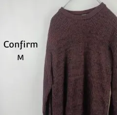 Confirm　ミックスリブニットセーター　M　ボルドー　クルーネック