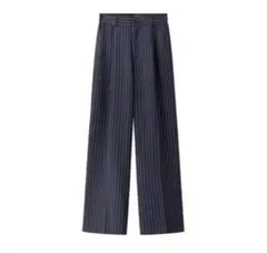 ネイビー ストライプ ワイドパンツ S スラックス