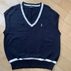 美品　EAST BOY ネイビー Vネック　紺色　スクールベスト L