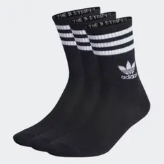 adidas アディダス ミッドカット クルー ソックス 黒1足25-27cmのサムネイル