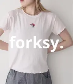 【新品】My Melody × forksy. 刺繍 メロウ半袖Tシャツ ピンクのサムネイル