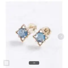 ノワールドプーペK10 透かしロンドンブルートパーズ 一粒天然石 スタッドピアス