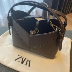 ZARA ハンドバッグ ダークブラウンのサムネイル