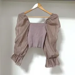ZARA パフスリーブニットトップスのサムネイル