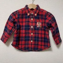 MIKI HOUSE 赤・紺 チェック 長袖シャツ80