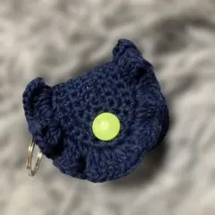 ハンドメイド　AirPodsケースイヤホンフリルケース　手編みキーホルダーポーチ