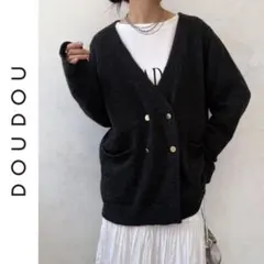 新品　DouDou ヤクウールニットジャケット　ドゥドゥ　チャコール