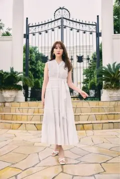 【Her lip to】Scala Lace-Trimmed Dress 白 M Her lip to】Scala Lace-Trimmed Dress 白 M - メルカリ