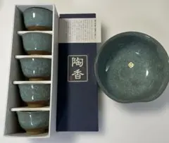荒木義隆 トルコ青 向付五客 小鉢五客 共箱 トルコブルー 懐石道具