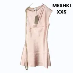 新品タグ付 MESHKI サテンミニワンピース XXS ピンク ミニドレス
