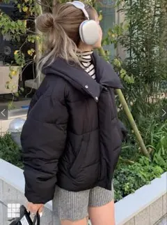 GRL ビックカラー中綿ダウンジャケット【kd64】黒 F