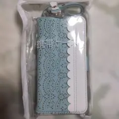 iPhone 12/12 Pro用 水色手帳型ケース