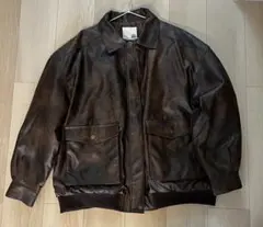 ダークブラウン レザーボンバージャケット