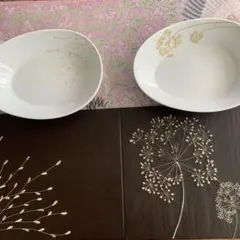 花柄の楕円形皿 2点セット