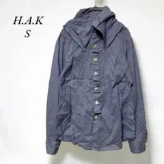 《ハク》H.A.K 美品　リボンモチーフデザインシャツ S ブルー　上品大きな襟のサムネイル