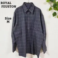【ROYAL FEUSTON】チェック長袖シャツ/オーバーサイズ/ウール/グレー