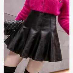 GRL レザーフレアミニスカート