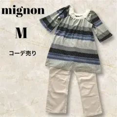 ミニヨン 5分袖 チュニック ボートネック 総柄 レース M クロップドのサムネイル