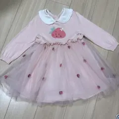 dave&bella いちご柄 チュールワンピース ピンク
