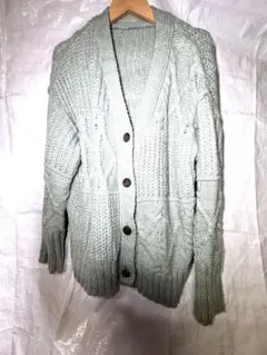 VIS ミントグリーン ケーブルニットカーディガン フリーサイズ
