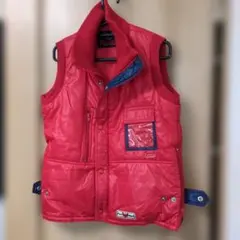 RAFU ラフ キスマークの刺繍 ダウンベスト レッド サイズ46M - メルカリ