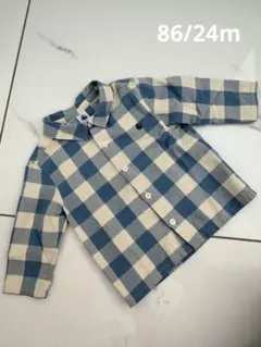 PETIT BATEAU チェック柄長袖シャツ 24m