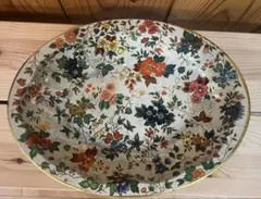 イングランド製 Daher オーバルトレイ 花柄 TIN 傷多数