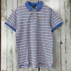 ☆ポロ ラルフローレン☆マルチボーダー ポロシャツ L(16/18) ロゴ刺繍