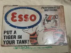 Esso エッソ ブリキ看板 タイガー