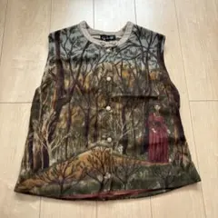 古着 風景画 プリント ベスト