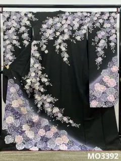 振袖 仮絵羽 京友禅 銀通し ラメ刺繍 正絹 未仕立て品 八掛付き MOK861