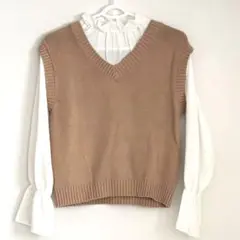 【美品】MAJESTIC LEGON ベージュベスト付きメロウブラウスMサイズ