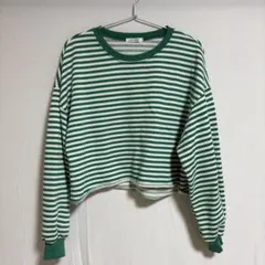 WEGO カットオフカラープルオーバー - 柄1(グリーン単色ボーダー) / M