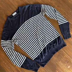 JOHN SMEDLEY ジョンスメドレー 紺白ボーダー シーアイランドコットンのサムネイル
