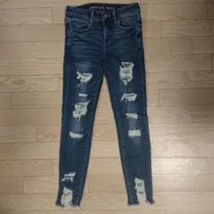 アメリカンイーグル ジェギング スキニー デニムパンツ インディゴ クラッシュ