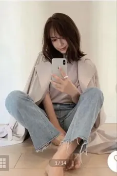 anuans セミフレアカットオフデニムパンツのサムネイル