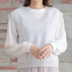 新品未使用タグ付き　ハニーズ　秋　チェック柄 ニットベスト Lサイズ