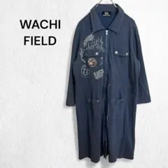 わちふぃーるど シャツワンピース ロング丈 ジップアップ ウエスト紐 綿混