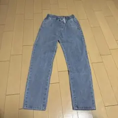 レディース デニム イージーパンツ Sサイズ ライトブルー ウエストゴム 楽ちん