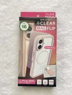MagSafe対応 手帳型 iPhone16 ケース　【ピンク】カードポケット付