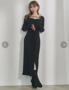 EATME ベルテッドリブワンピース