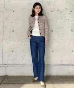 本日限定 yori Audreyテーパードデニム インディゴ 34 - メルカリ